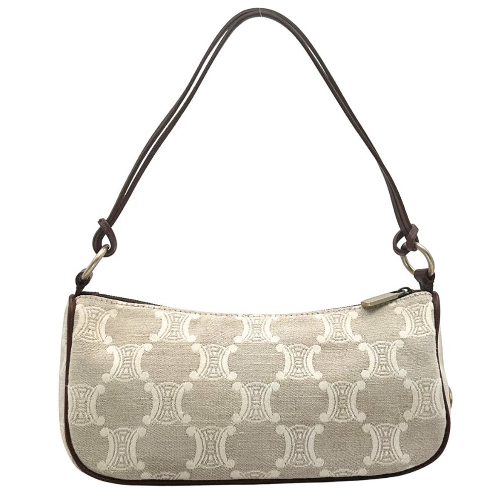 •SOLD•Celine Vintage Triomphe Pochette in Cream Canvas